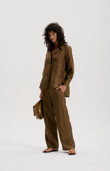 le stripe Silk Twill Pinstripe Pant, Olive