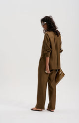 le stripe Silk Twill Pinstripe Pant, Olive