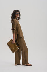 le stripe Silk Twill Pinstripe Pant, Olive