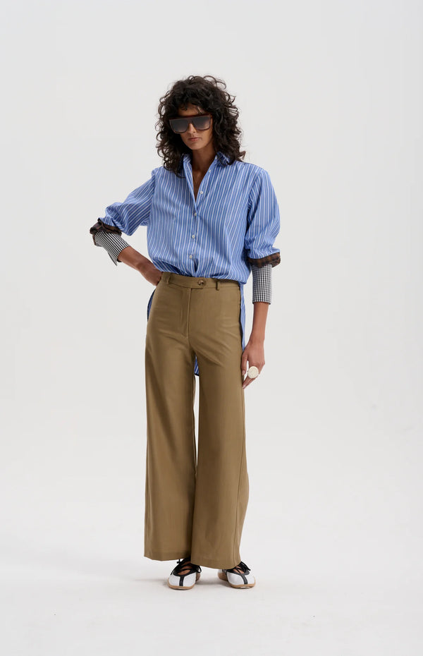 le stripe Worsted Merino Trouser, Pale Tobacco