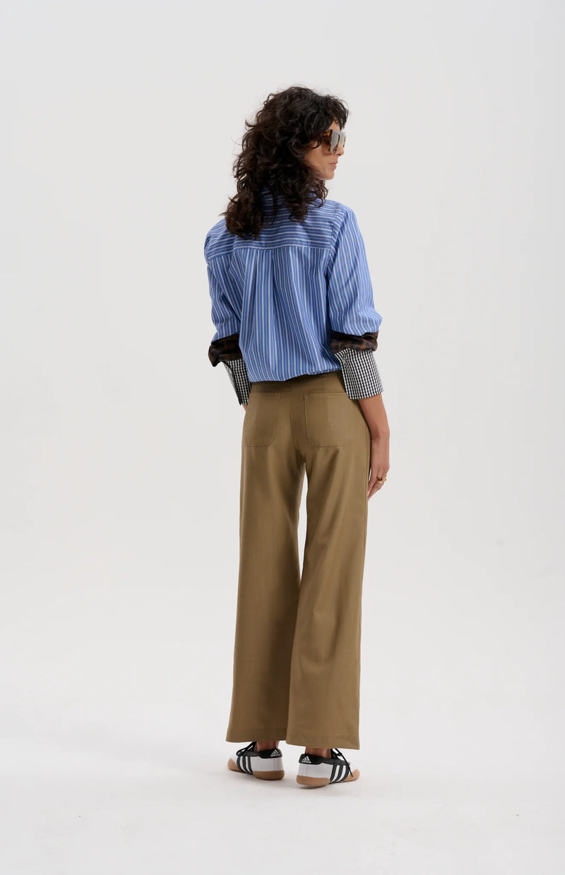 le stripe Worsted Merino Trouser, Pale Tobacco