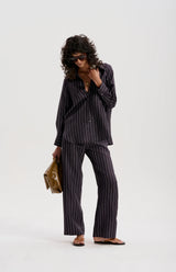 le stripe Silk Twill Pinstripe Pant, Navy