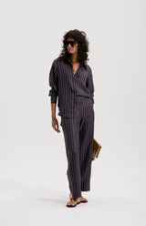 le stripe Silk Twill Pinstripe Pant, Navy