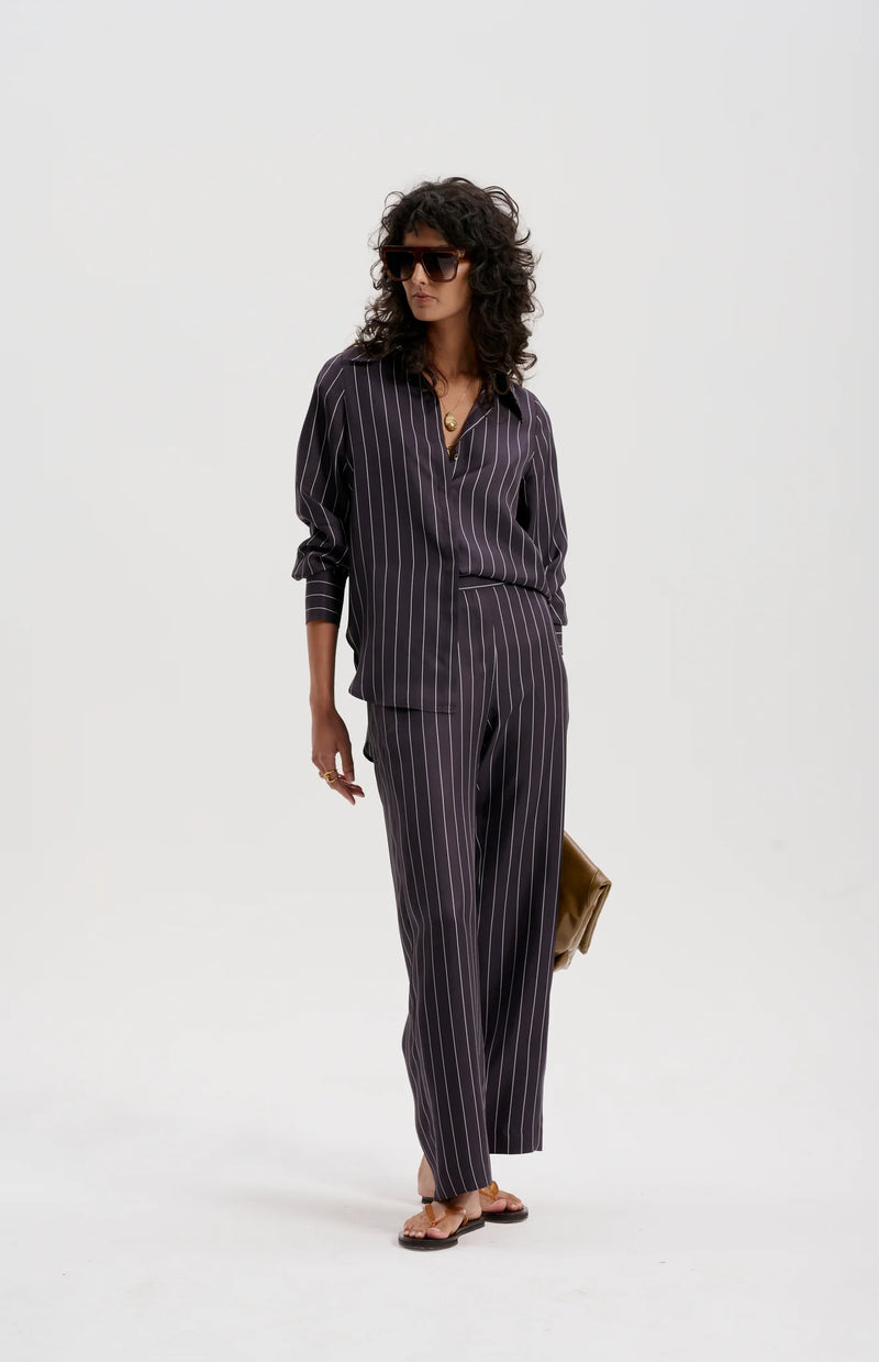 le stripe Silk Twill Pinstripe Pant, Navy