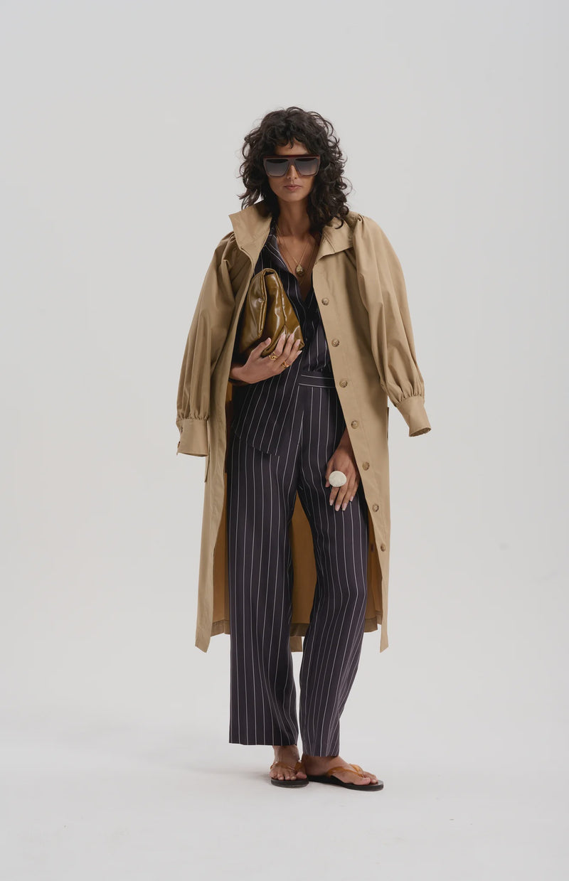 le stripe Silk Twill Pinstripe Pant, Navy