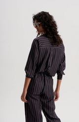 le stripe Silk Twill Pinstripe Pant, Navy