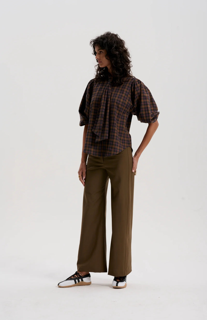 le stripe Worsted Merino Trouser, Dark Olive