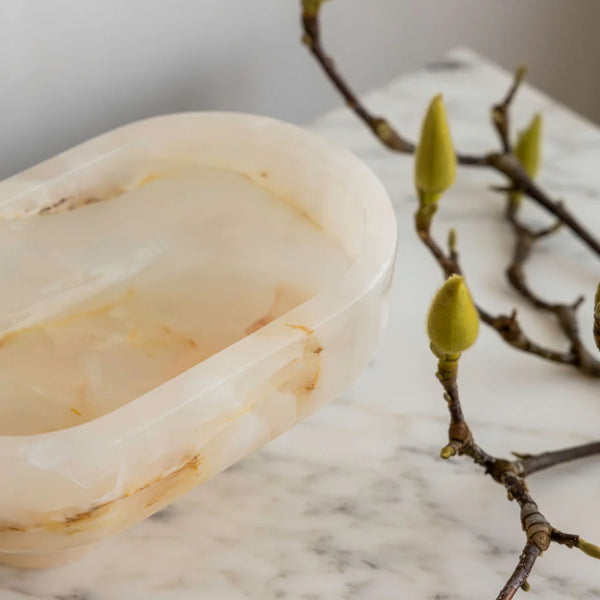 Muse Footed Bowl, White Onyx