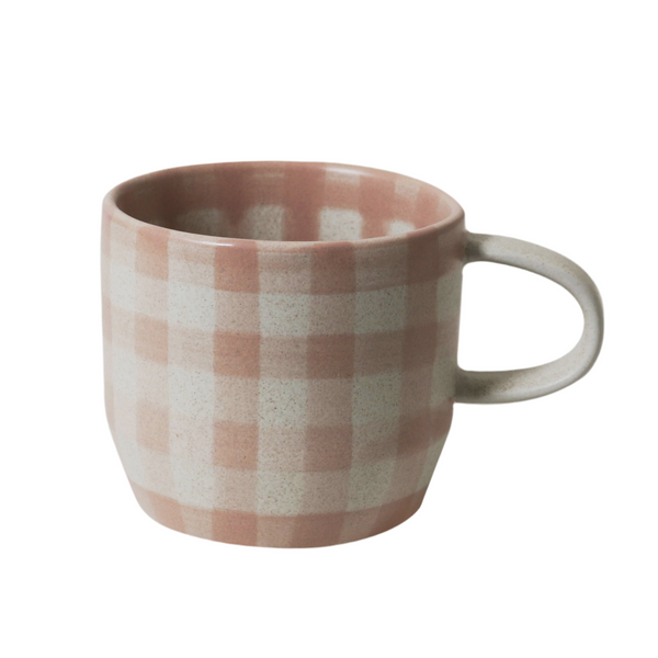 Robert Gordon Mug 'Cat's Pyjamas' Mug, Soft Terracotta Check
