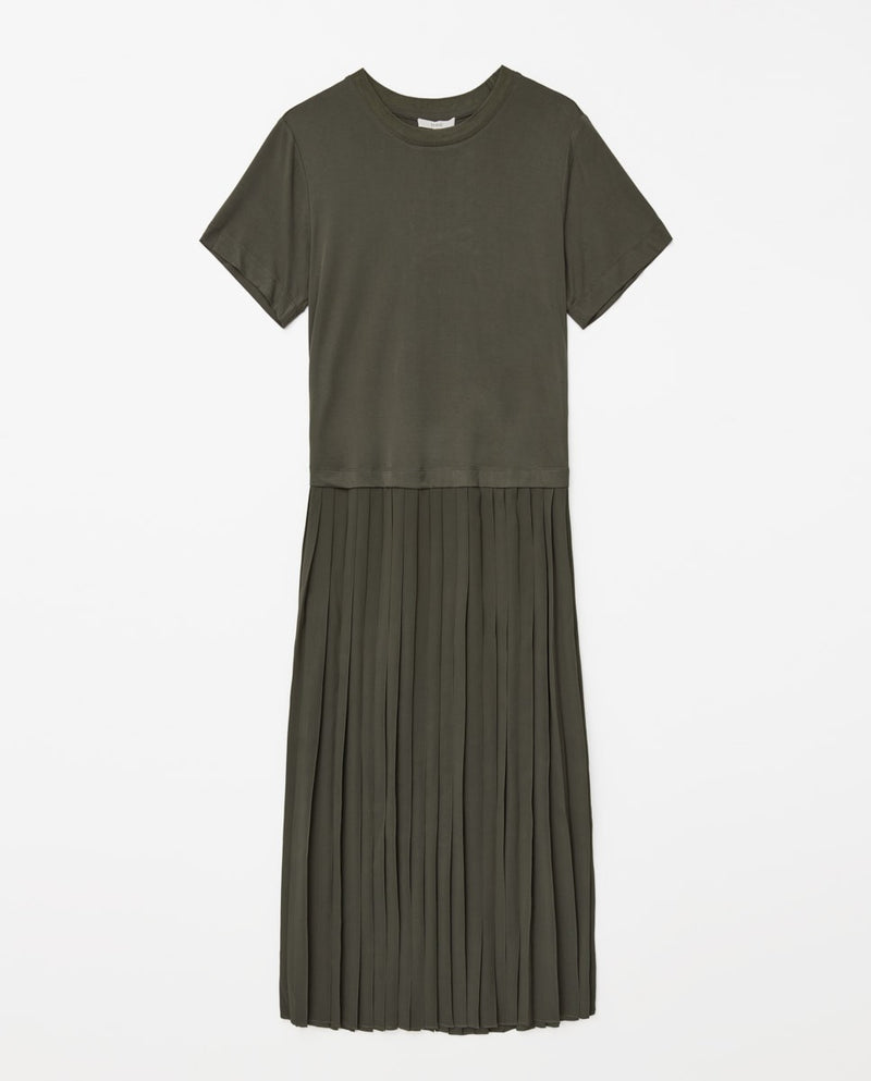 Yerse Pleat Dress Khaki