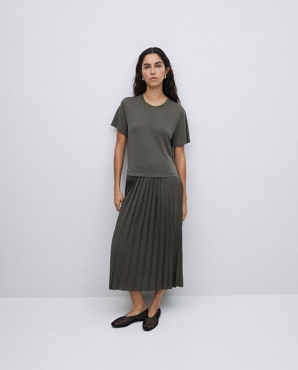 Yerse Pleat Dress Khaki
