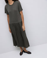 Yerse Pleat Dress Khaki