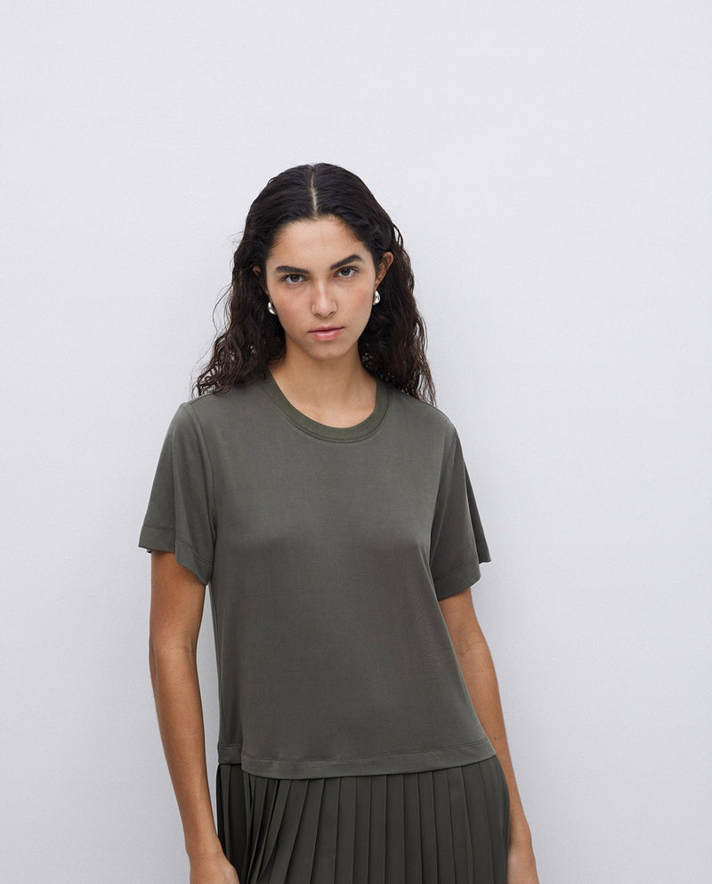 Yerse Pleat Dress Khaki