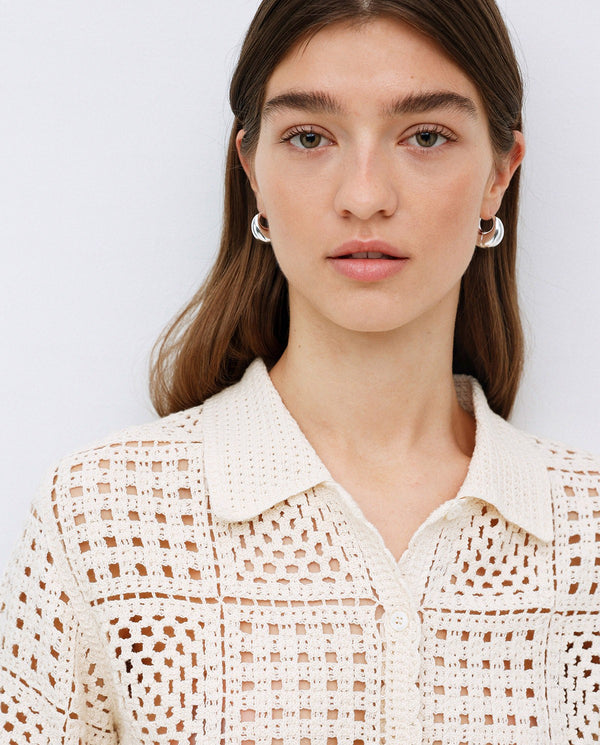 Yerse Crochet Cardigan Ecru