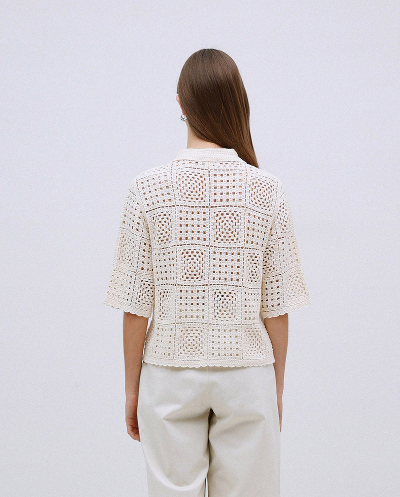 Yerse Crochet Cardigan Ecru