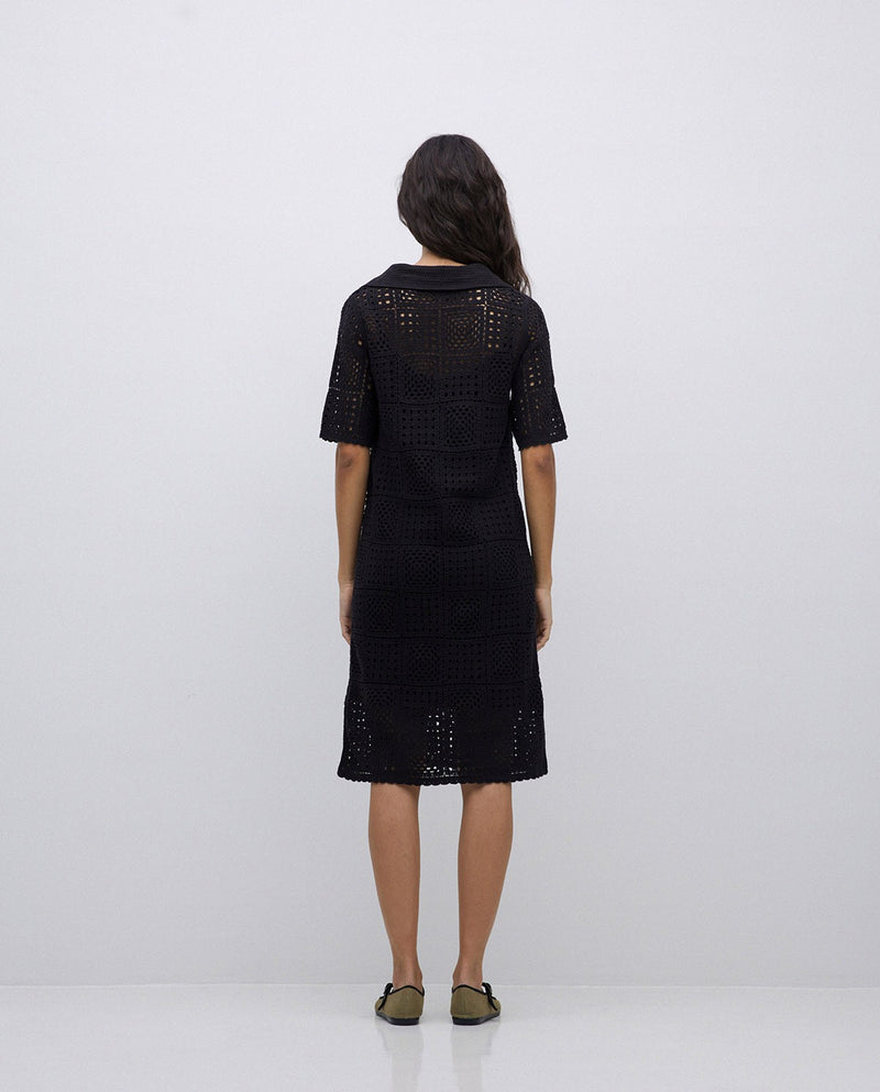 Yerse Crochet Dress Black