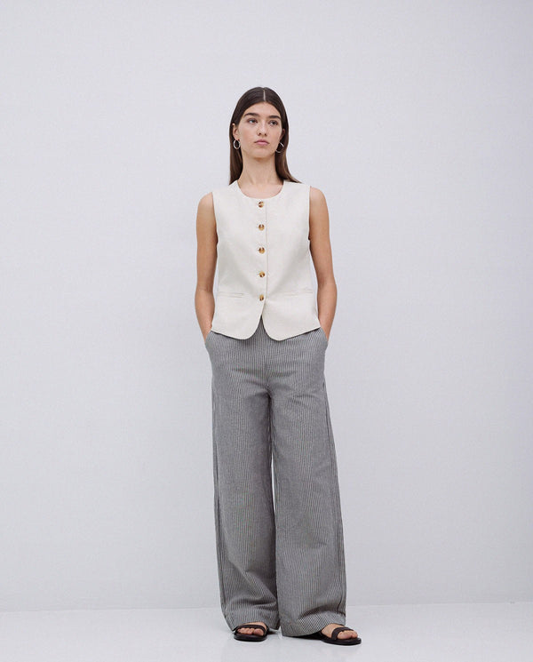 Yerse Stripe Straight Trousers
