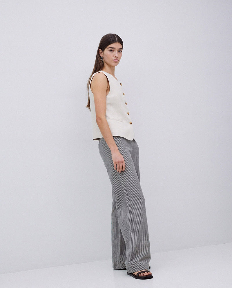 Yerse Stripe Straight Trousers