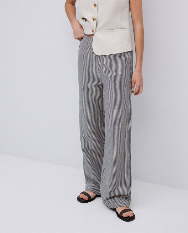 Yerse Stripe Straight Trousers