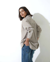 Yerse Oversized Poplin Shirt, Camel