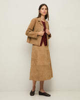 Yerse Suede Midi Skirt, Camel