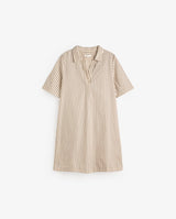 Yerse Poplin Striped Shirt Dress, Ecru