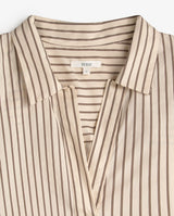 Yerse Poplin Striped Shirt Dress, Ecru