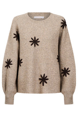 Miru Stitch Flower Jumper, Stone