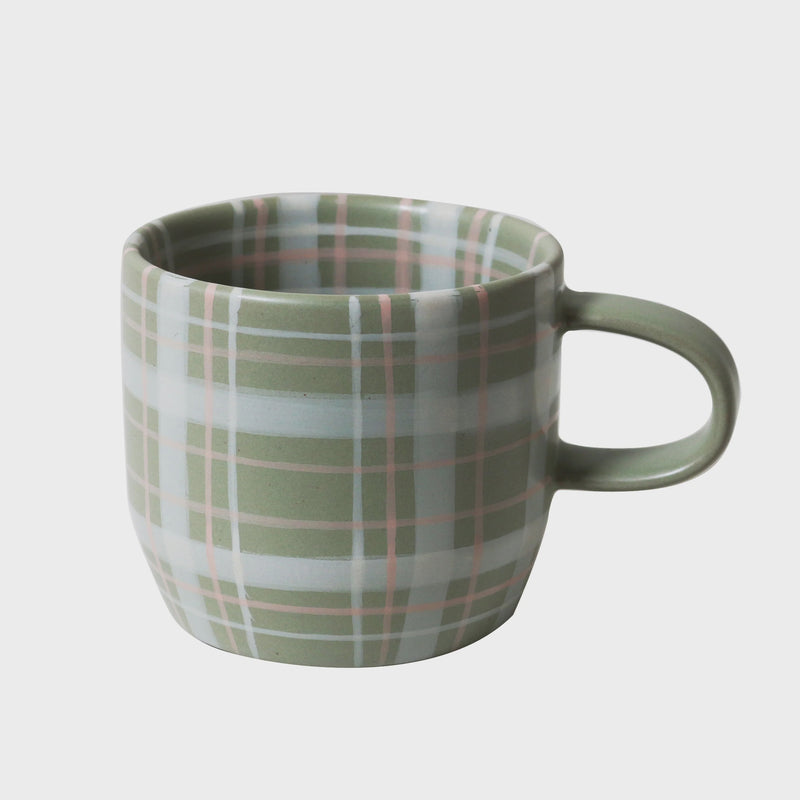 Robert Gordon Mug 'Cat's Pyjamas' Sage & Blush Check