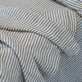 French Linen Duvet Cover, Olive Stripe