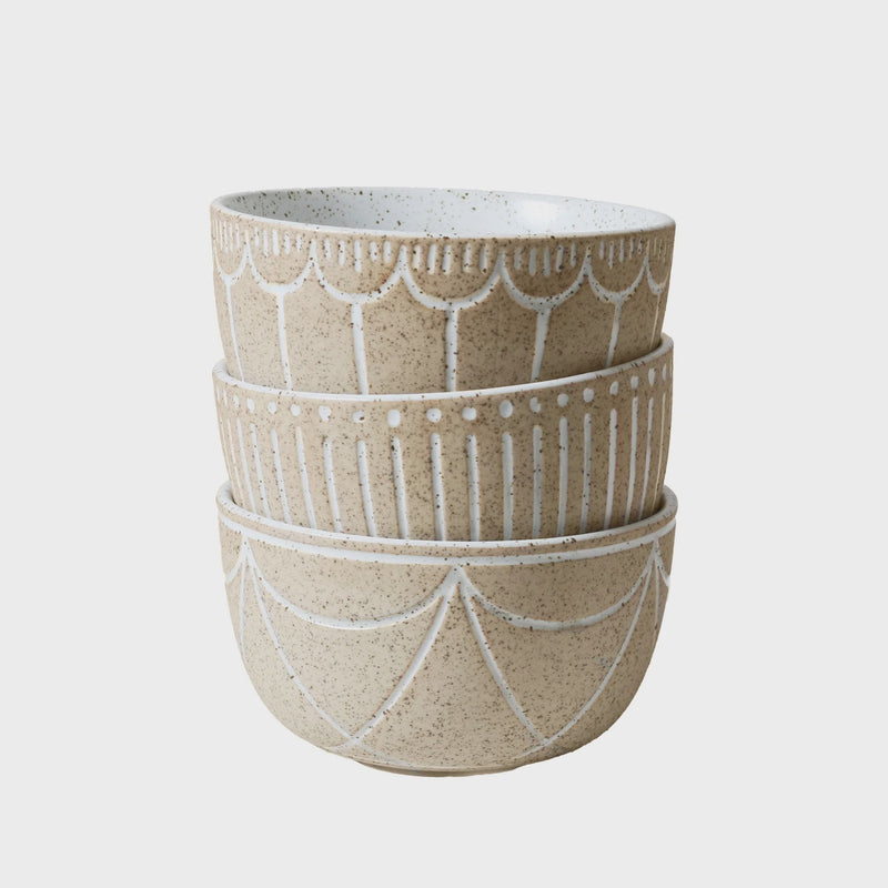 Entertainer Condiments Bowl 3pk, Natural Etching