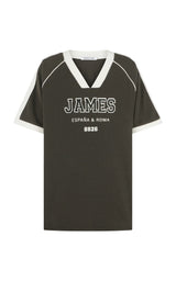 James College Waffle Tee, Washed Black