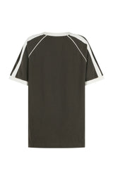 James College Waffle Tee, Washed Black