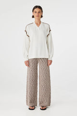Arcaa Eden Long Sleeve Tee, Cream & Espresso