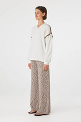 Arcaa Eden Long Sleeve Tee, Cream & Espresso