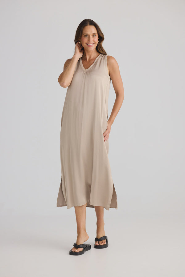 Brave & True Celine Dress,  Stone Taupe