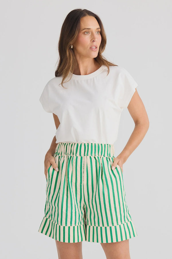 Brave & True Esplanade Short, Jade Stripe