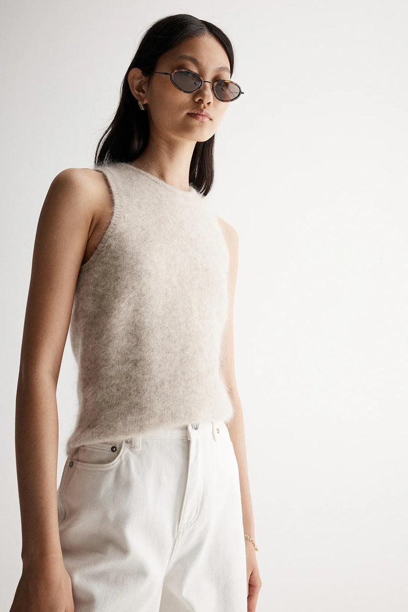 Elka Collective Abigail Knit Tank, White Marle
