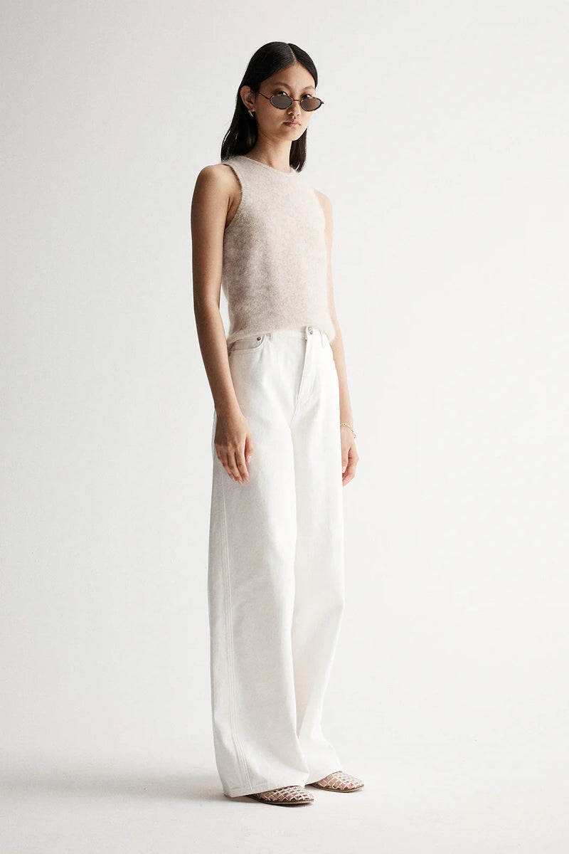 Elka Collective Abigail Knit Tank, White Marle