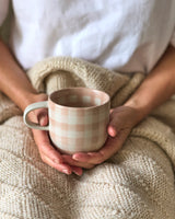 Robert Gordon Mug 'Cat's Pyjamas' Soft Terracotta Check