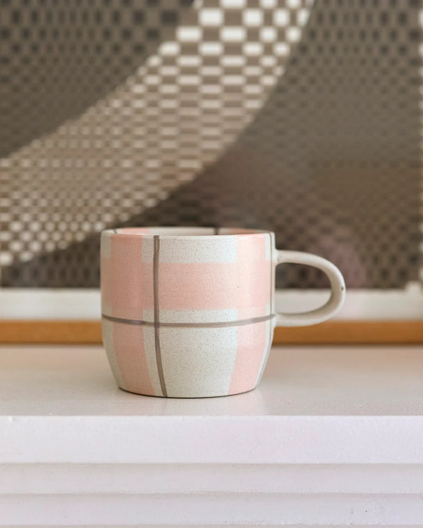 Robert Gordon Mug 'Cat's Pyjamas' Blush & Grey Check