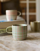 Robert Gordon Mug 'Cat's Pyjamas' Sage & Blush Check