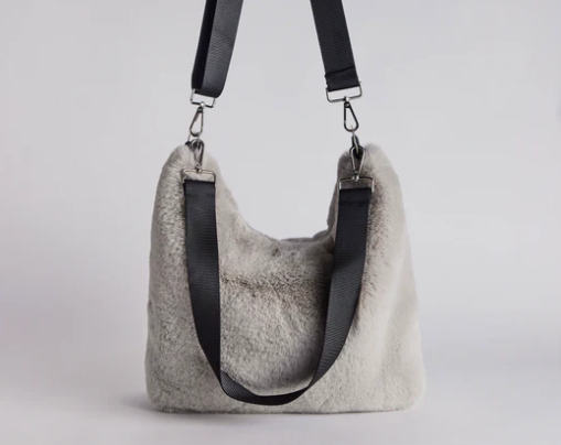 DEA Faux Fur Slouch Bag, Dove
