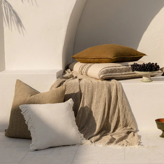 Eadie Aperitif Linen Cushion, Off White