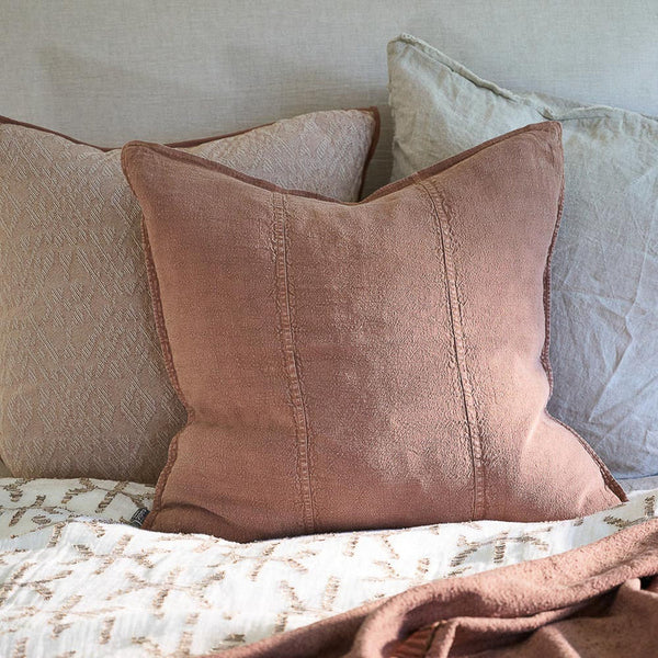 Eadie Luca Linen Cushion, Clay