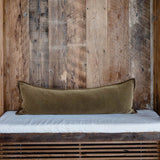 Eadie Evelyn Velvet Long Lumbar Cushion Olive