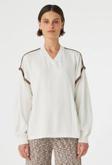 Arcaa Eden Long Sleeve Tee, Cream & Espresso