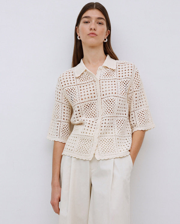 Yerse Crochet Cardigan Ecru