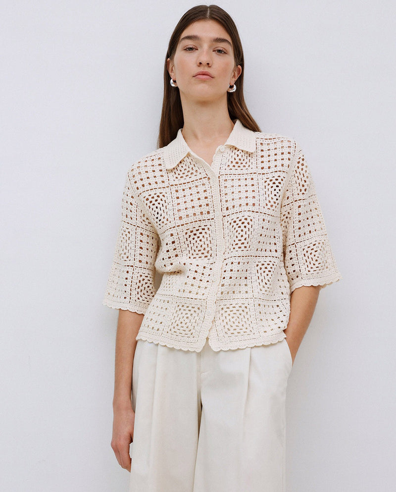 Yerse Crochet Cardigan Ecru