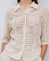 Yerse Crochet Cardigan Ecru